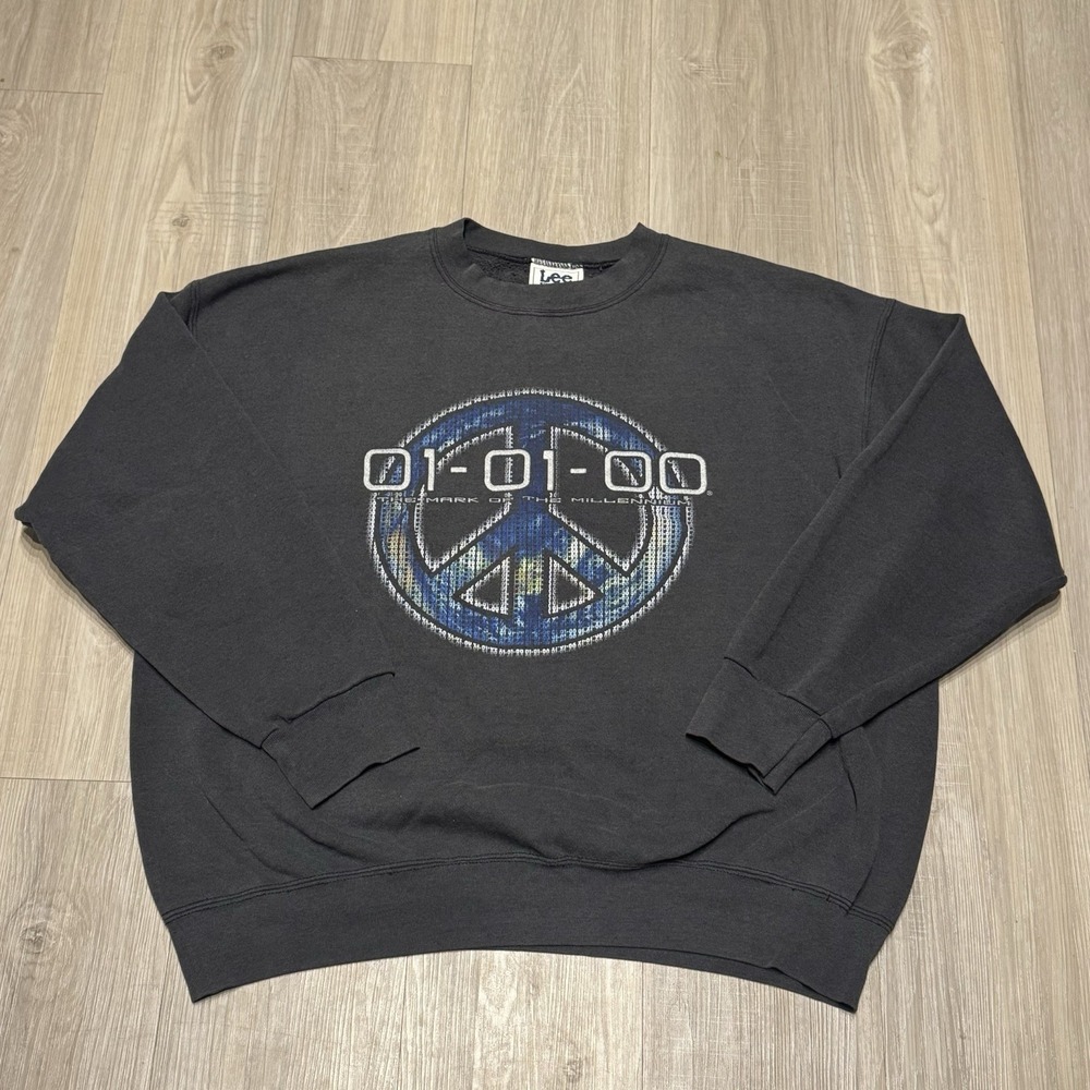 Vintage Lee Sport 01-01-00 Mark of the Millennium Y2K Peace Crewneck Sweatshirt